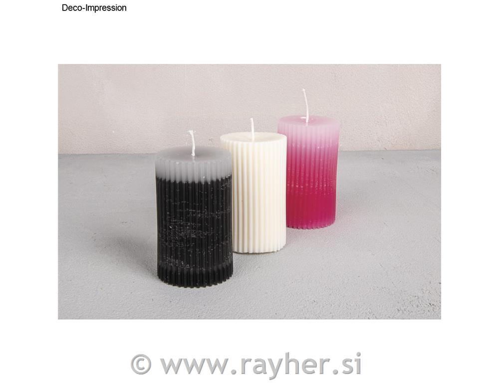 Silikonski kalup Rebrasta sveča v obliki stebra, premer 5 cm, višina 8,7 cm