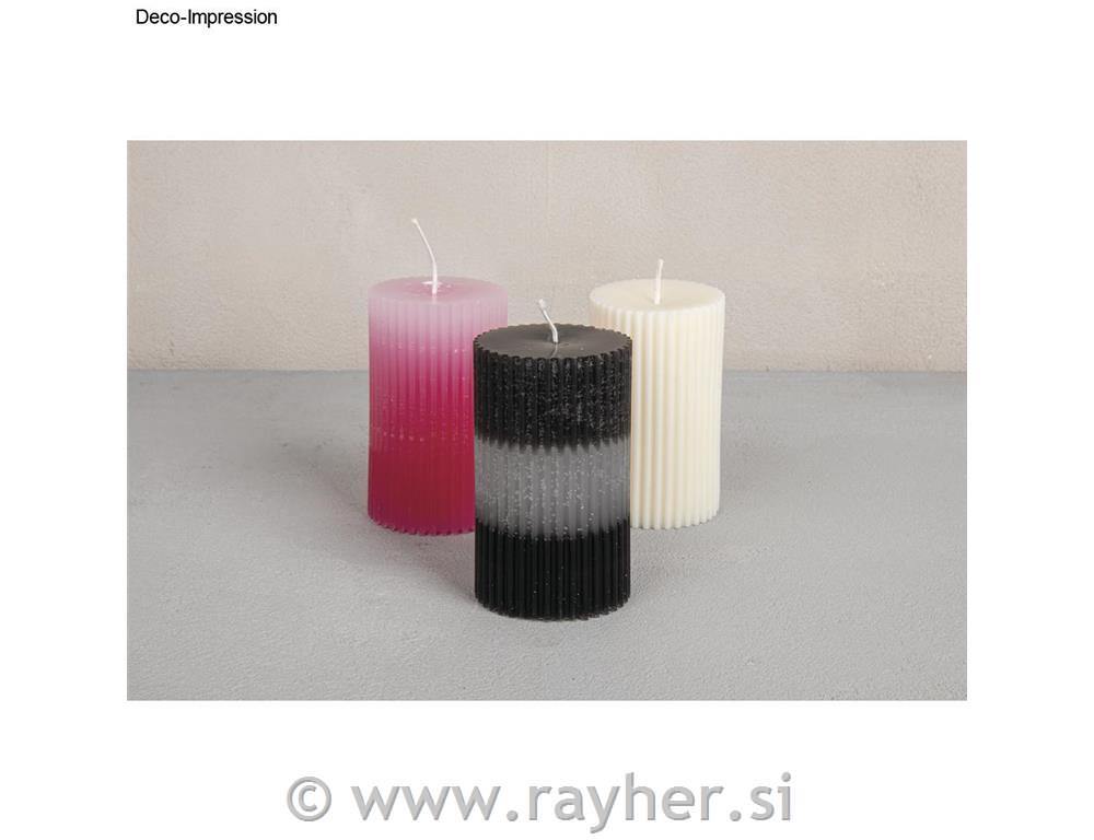 Silikonski kalup Rebrasta sveča v obliki stebra, premer 5 cm, višina 8,7 cm