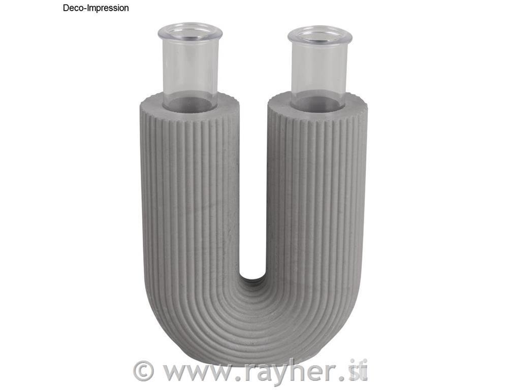 Casting mould U-shaped vase, ridged, 8.5x3.8x10cm, incl. 2 test tubes