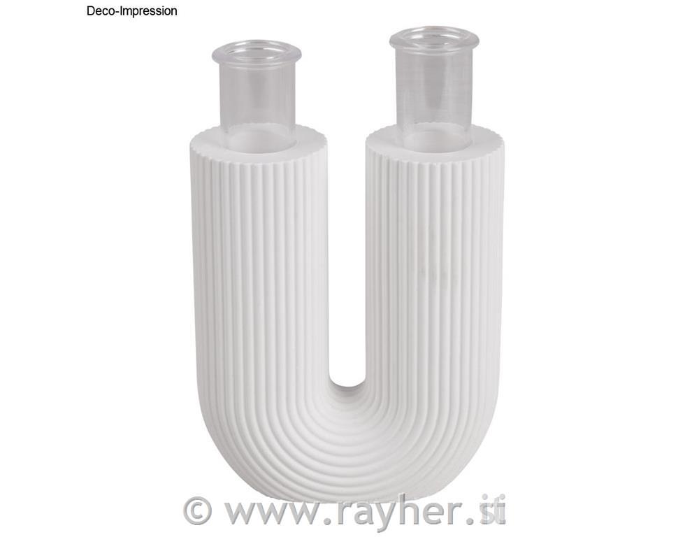 Casting mould U-shaped vase, ridged, 8.5x3.8x10cm, incl. 2 test tubes