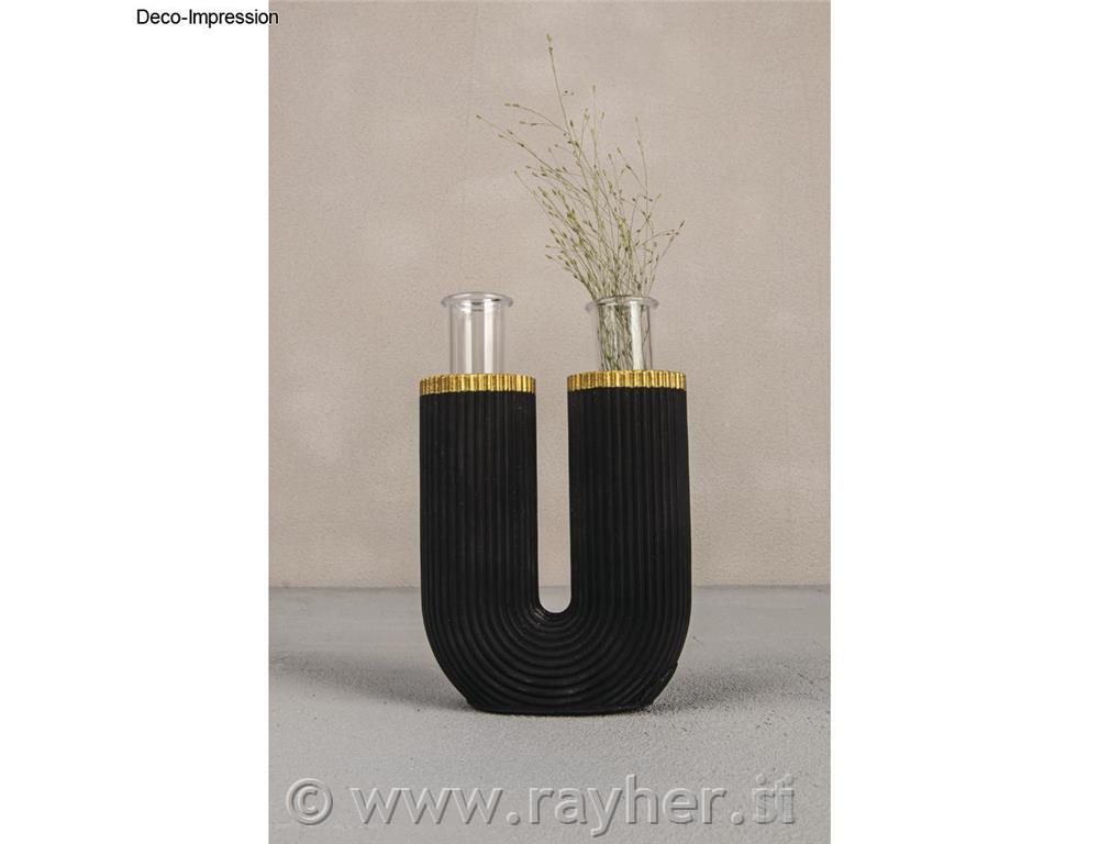 Casting mould U-shaped vase, ridged, 8.5x3.8x10cm, incl. 2 test tubes