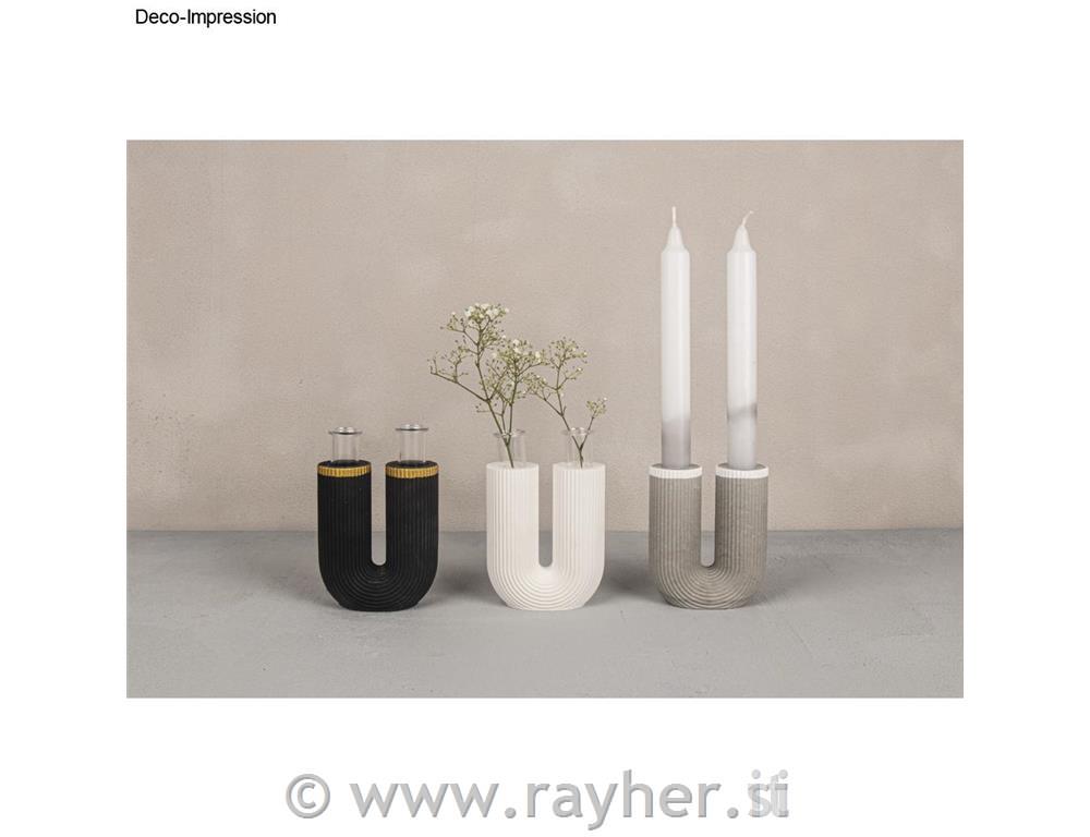 Casting mould U-shaped vase, ridged, 8.5x3.8x10cm, incl. 2 test tubes