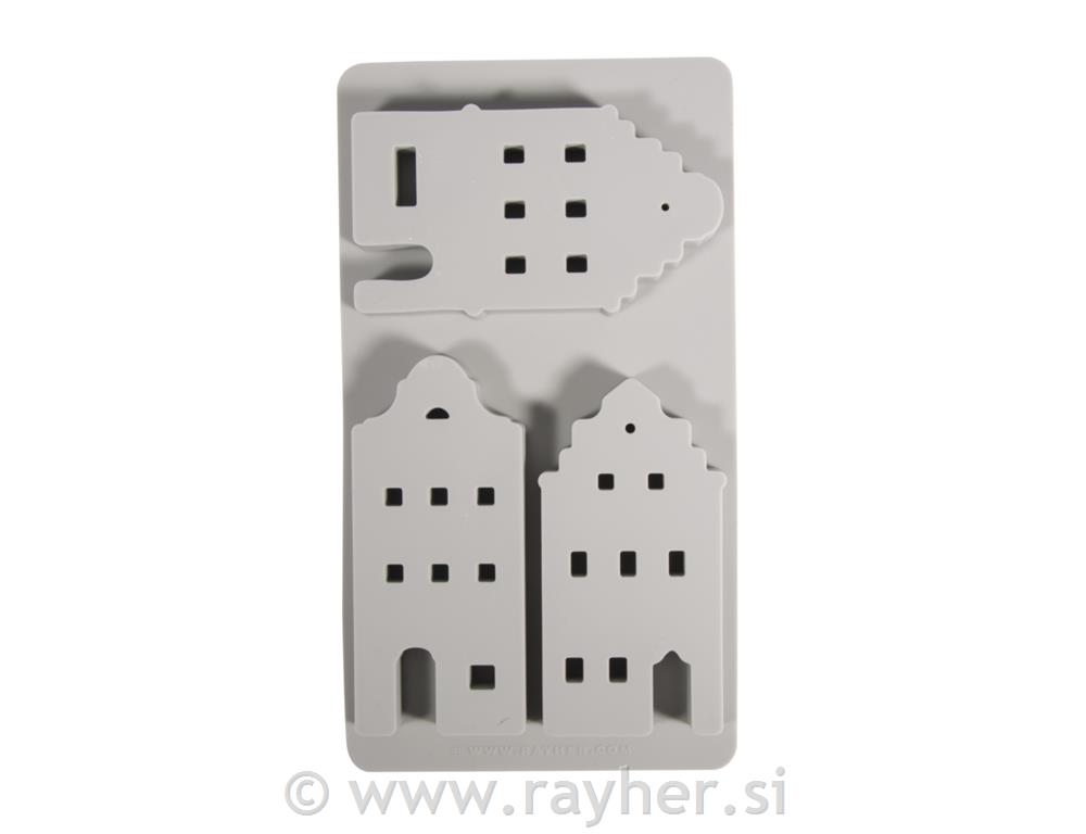 Silikonski kalup Nordijske hiške, 14.5x26x1.7cm, 3 motivi