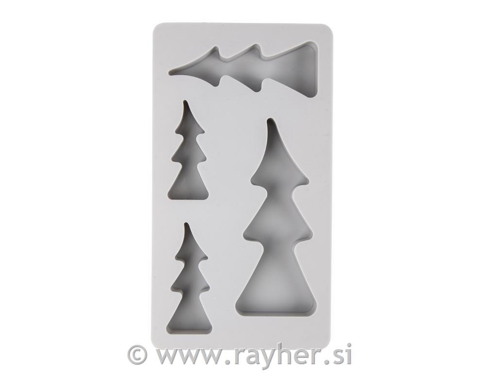 Silikonski kalup Smreke, 14.5x26x2cm, 4 motivi