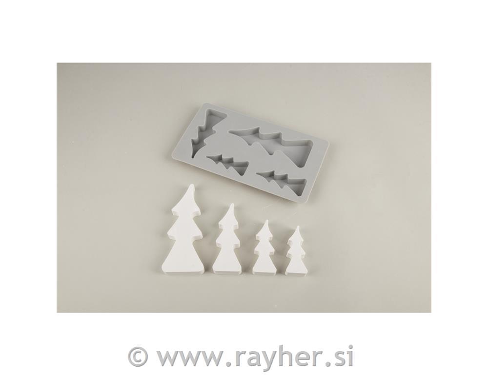 Silikonski kalup Smreke, 14.5x26x2cm, 4 motivi