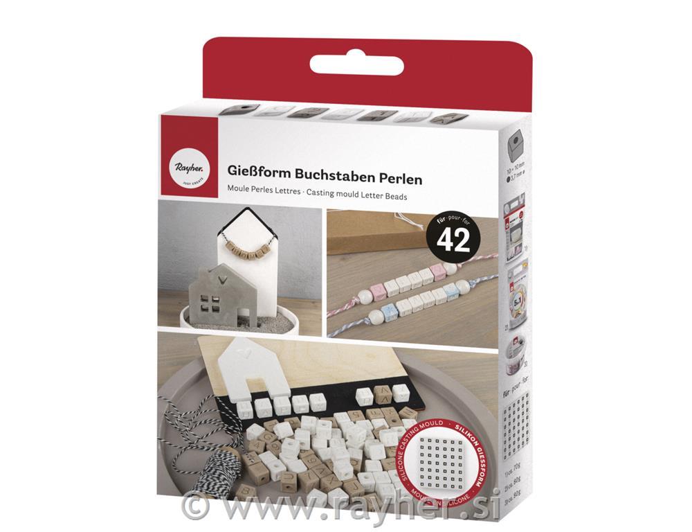 Silikonski kalup Perle Črke&Številke, za 42 perl, 10x10mm
