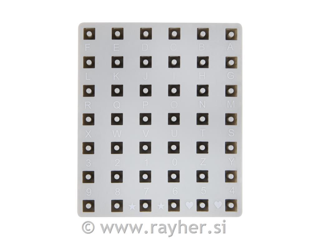 Silikonski kalup Perle Črke&Številke, za 42 perl, 10x10mm