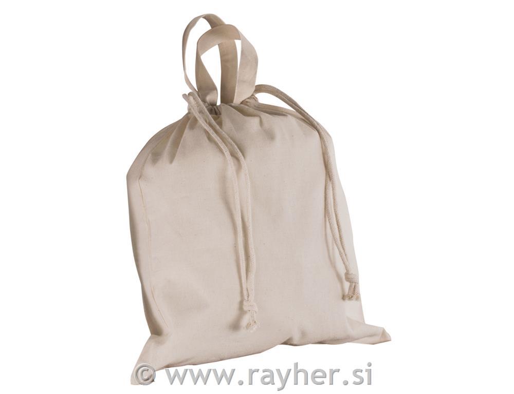 Cotton bag w. drawcord, plain, natural,40x42cm, tab-bag 1pc