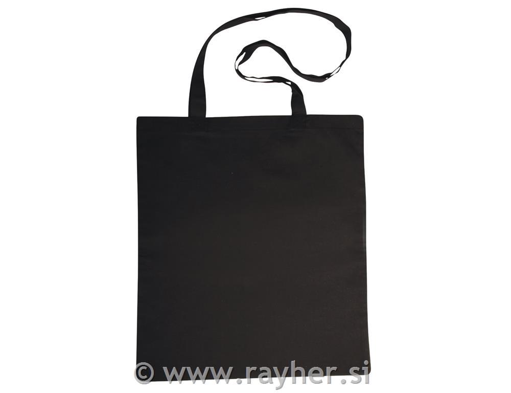 Cotton bag w. long handle, black, 38x42c