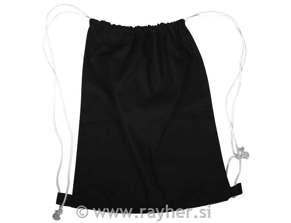 Vrečka bombažna z vrvico, črna, 38x42cm, 100% bombaž