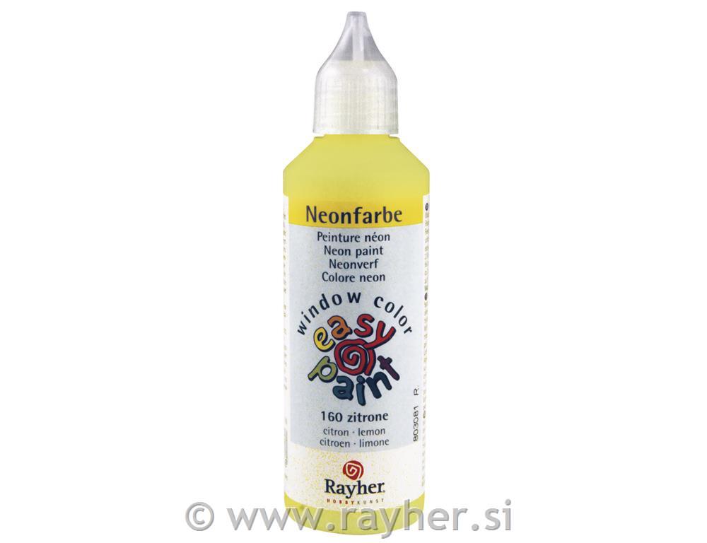 Lepljiva barva za steklo, Neon, rumena, 80 ml