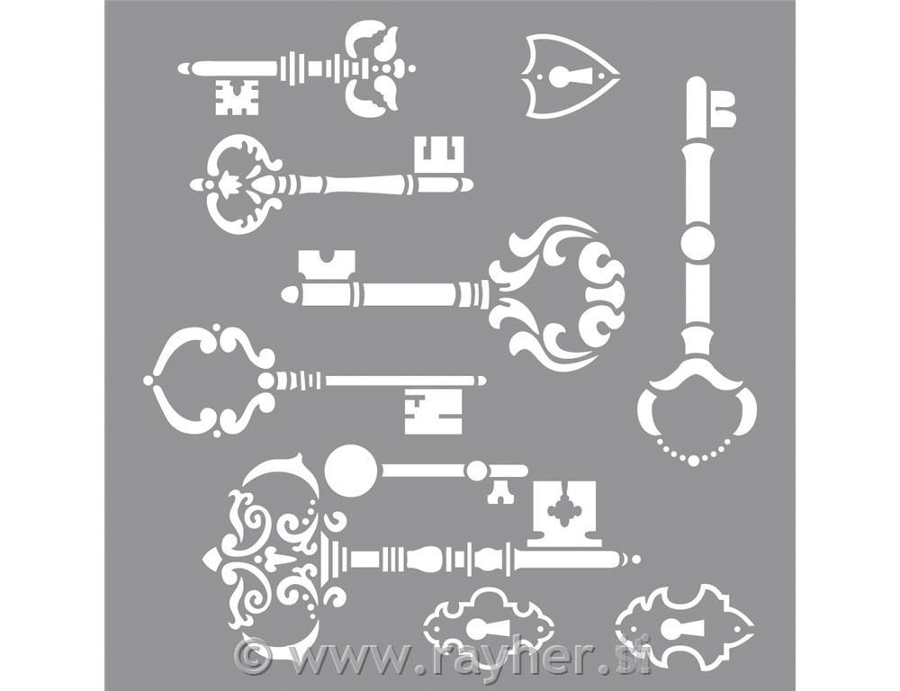 Šablona Vintage ključi, 30.5x30.5cm