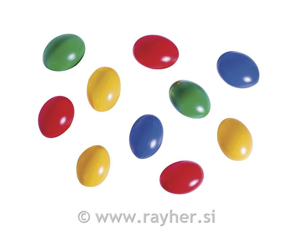 Plastic eggs, 6cm o, mixed, tab-bag 10pc
