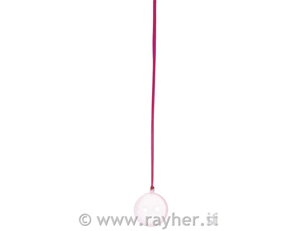 Plastična krogla, 2 dela, fi:5 cm, roza
