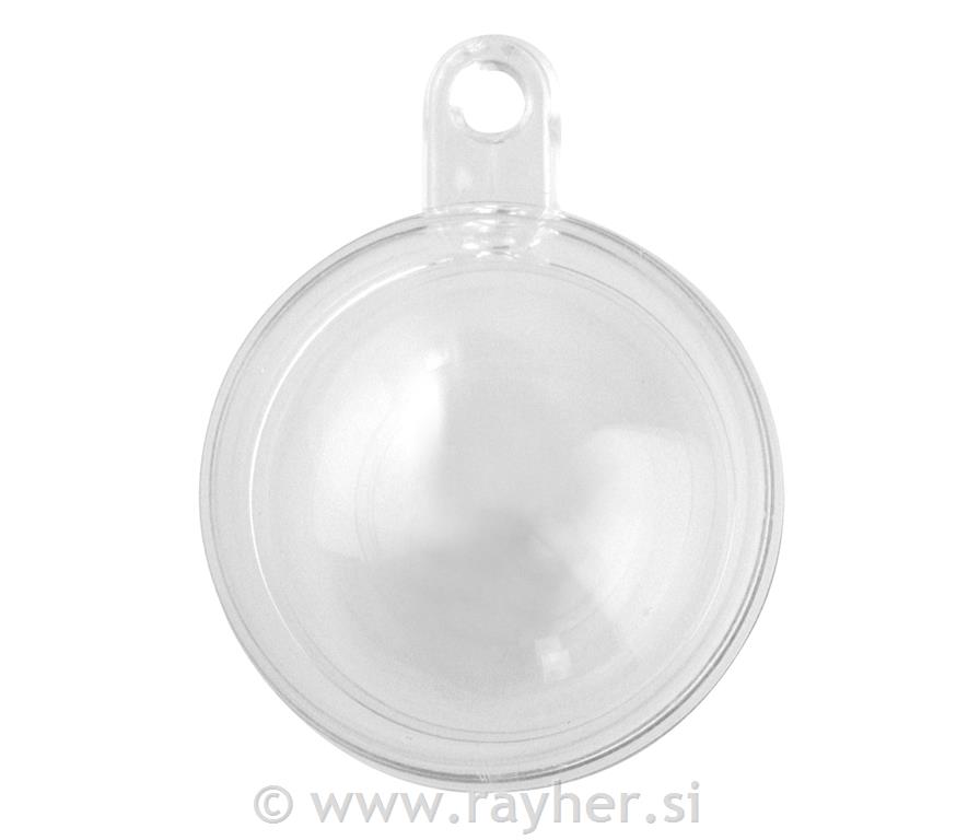 Plastic ball, 2 parts, 16 cm o, crystal