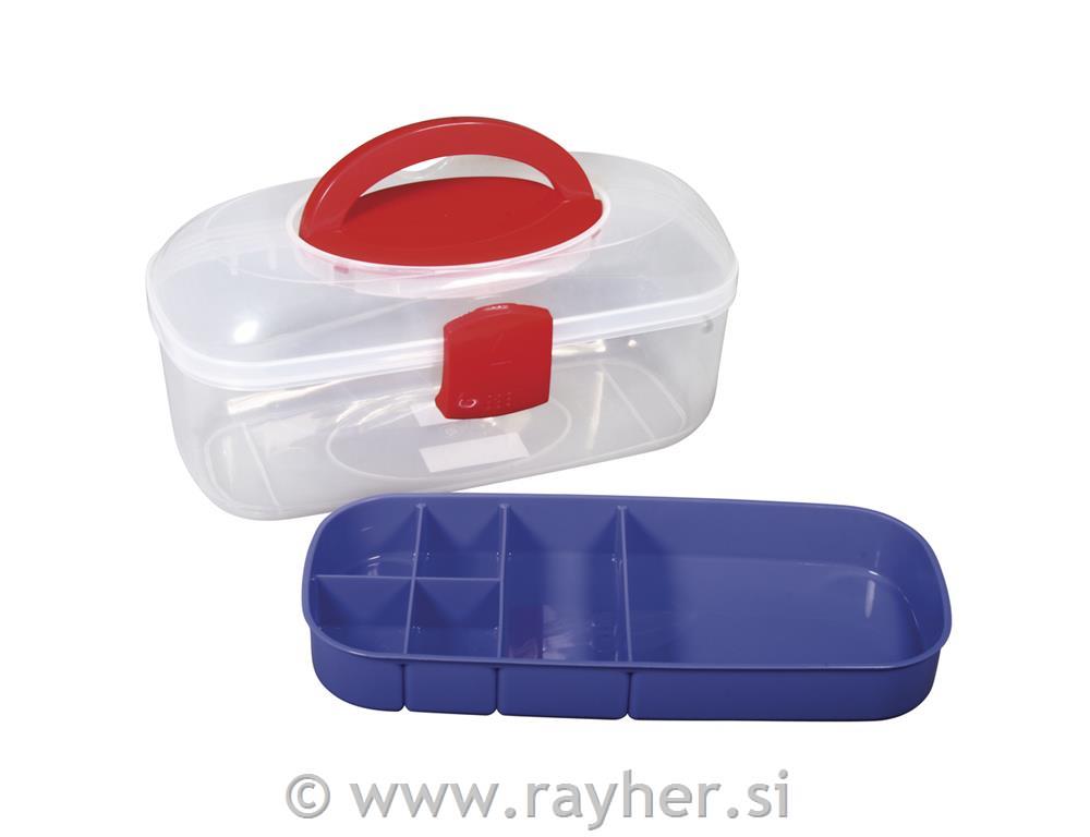 Sorting box w. carry handle + inset, 27.
