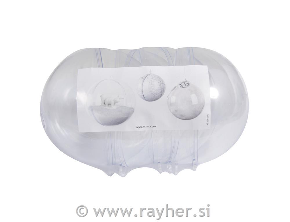 Plastic ball, two-parts, 10cm o, crystal