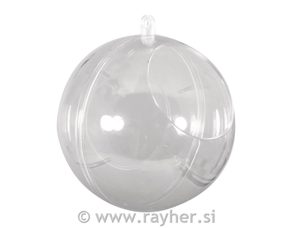 Plastic ball, two-parts, 10cm o, crystal