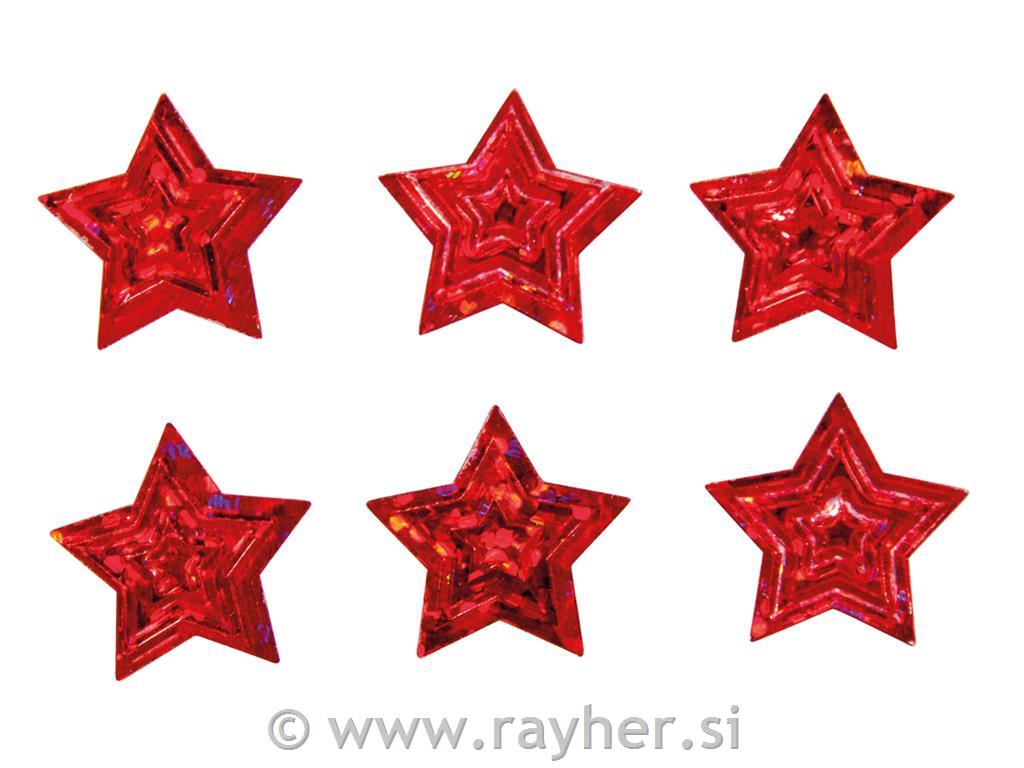Ploščice svetleče, Zvezdice, 1.6cm, rdeč