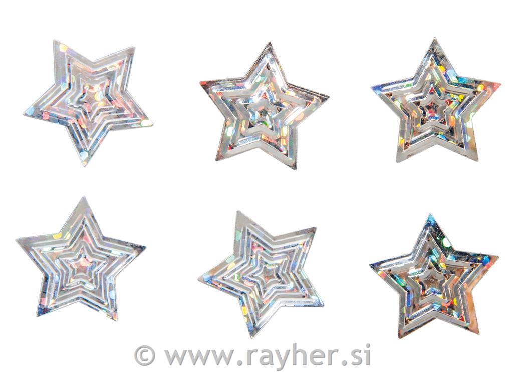 Ploščice svetleče, Zvezdice, 1.6cm, sreb