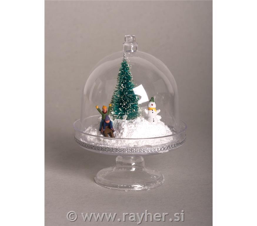 Plastic mini cake stand with dome, 6x8cm, box 6pcs