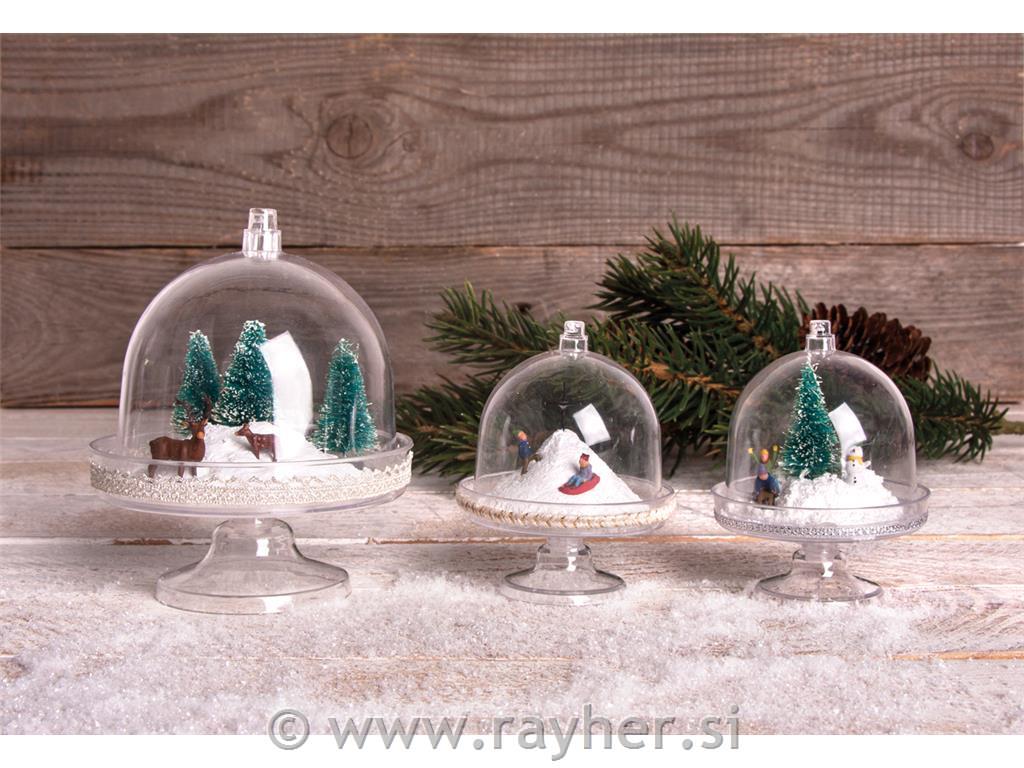 Plastic mini cake stand with dome, 6x8cm, box 6pcs