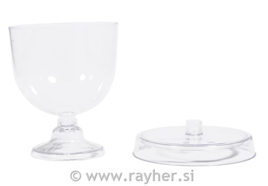 Plastic mini cake stand with dome, 6x8cm, box 6pcs