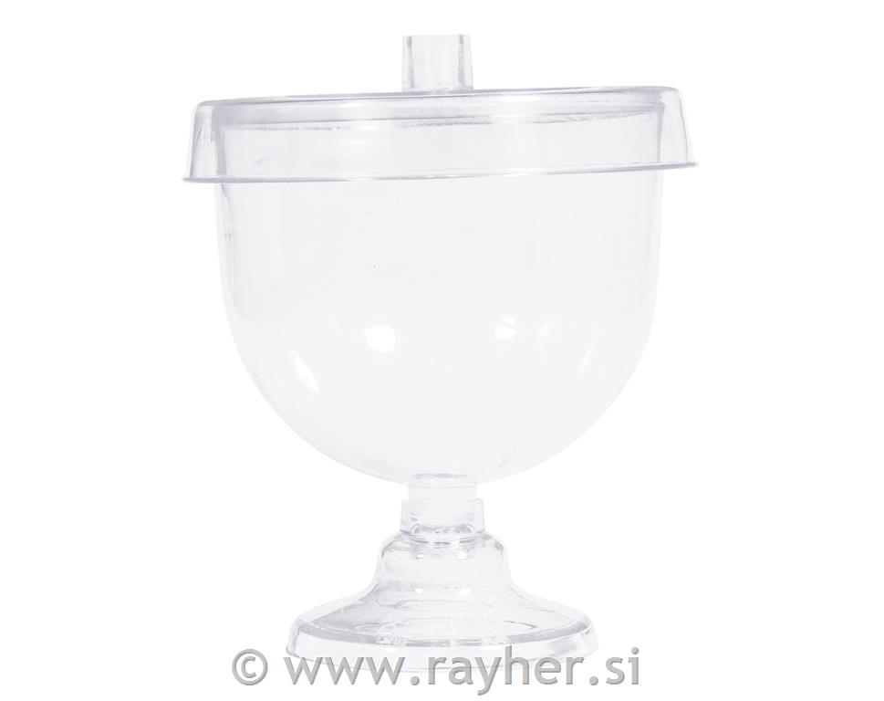 Plastic mini cake stand with dome, 6x8cm, box 6pcs