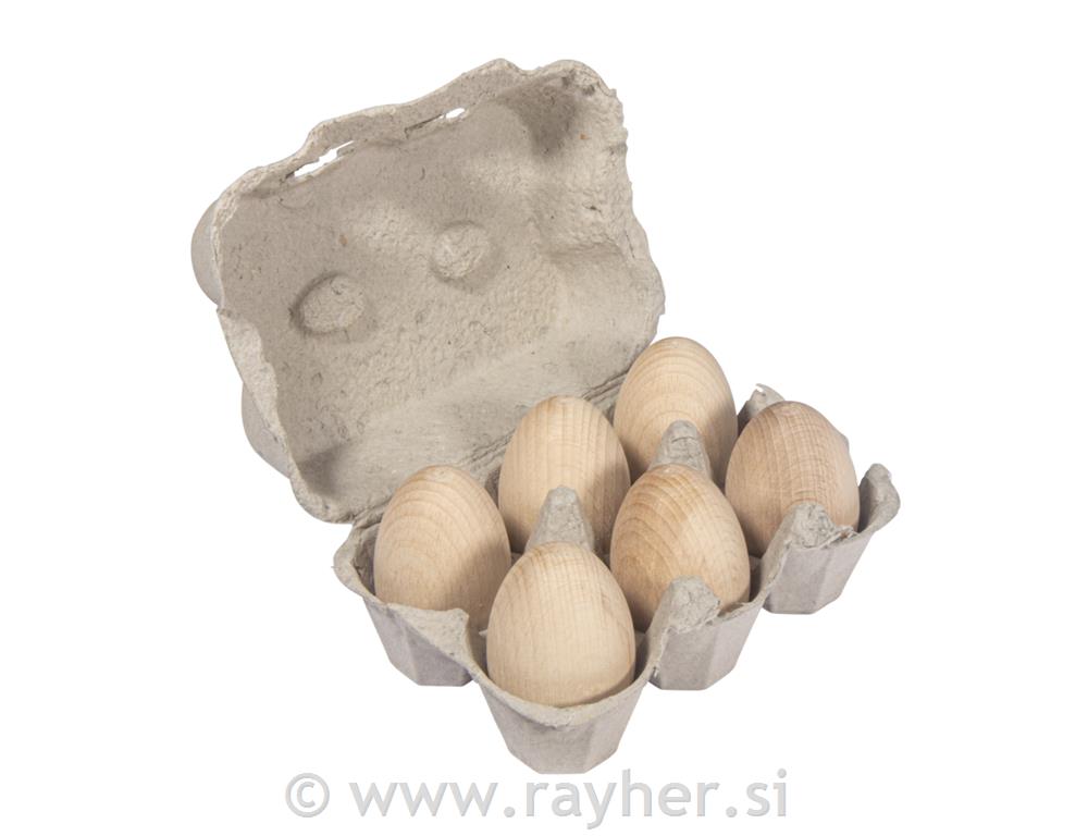 Lesena jajčka v škatli, 6x4cm, set 6