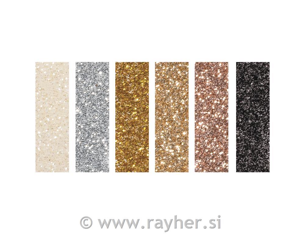 Bio-Glitter colour assortment, gold, silver, black, white, 6 colours,