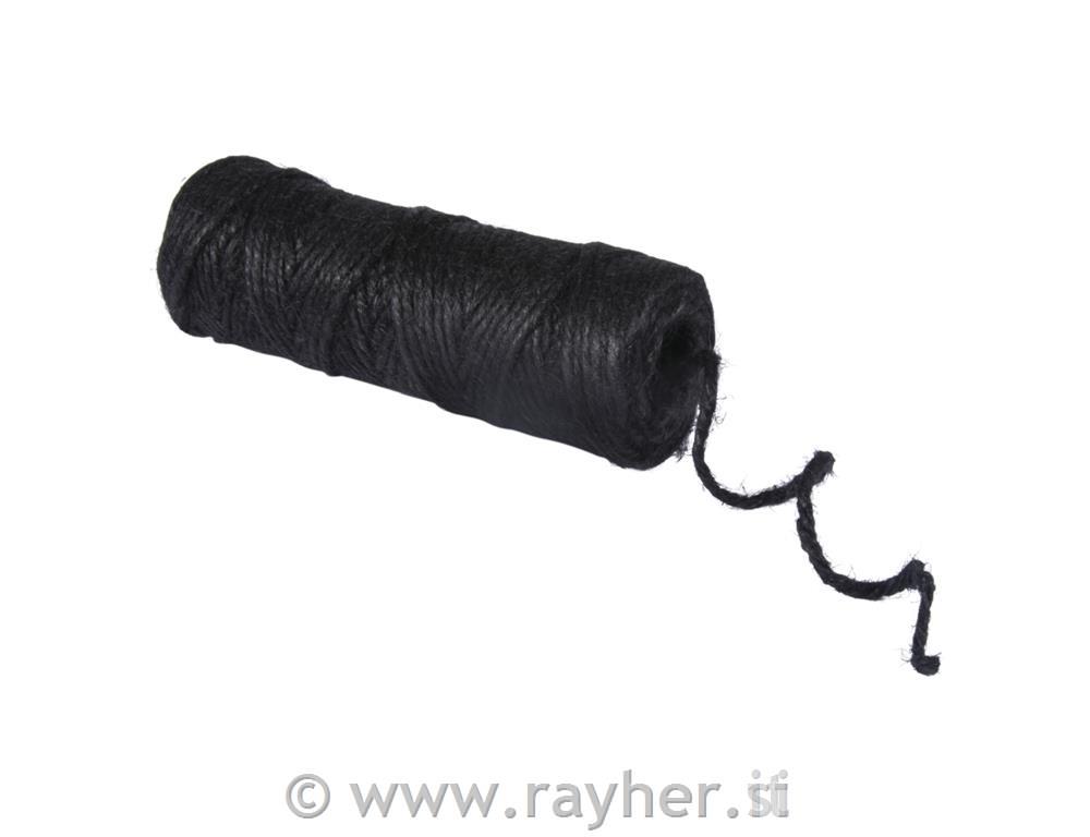Thread of jute, 4-fold, 3,5mm o, black,spool 50m