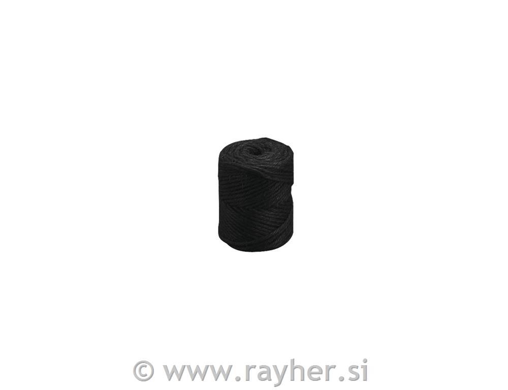 Thread of jute, 4-fold, 3,5mm o, black,spool 50m