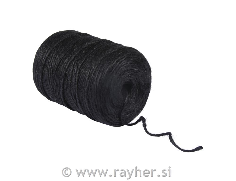 Thread of jute, 4-fold, 3,5mm o, black,spool 280m