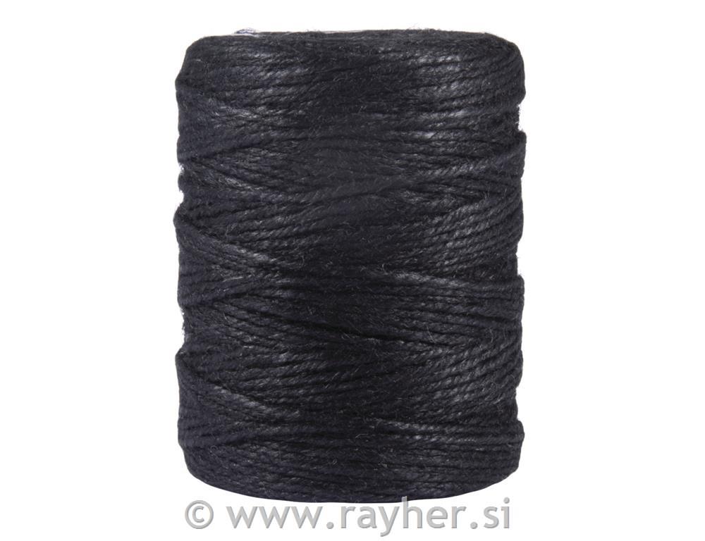 Thread of jute, 4-fold, 3,5mm o, black,spool 280m