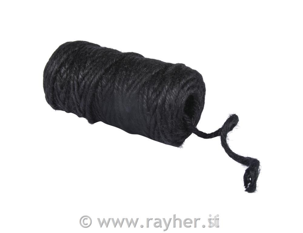 Thread of jute, 6-fold, 6mm o, black, spool 35m