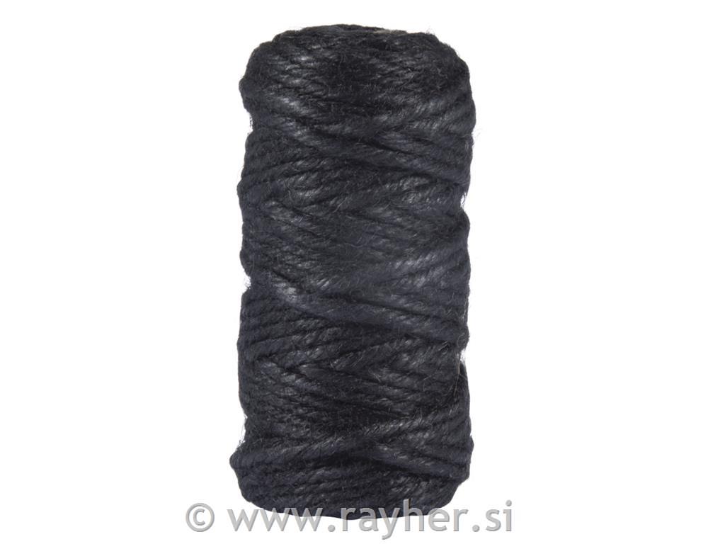 Thread of jute, 6-fold, 6mm o, black, spool 35m