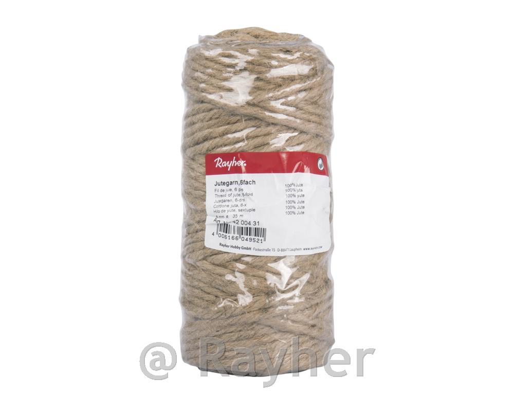 Thread of jute, 6-fold, 6 mm o, natural