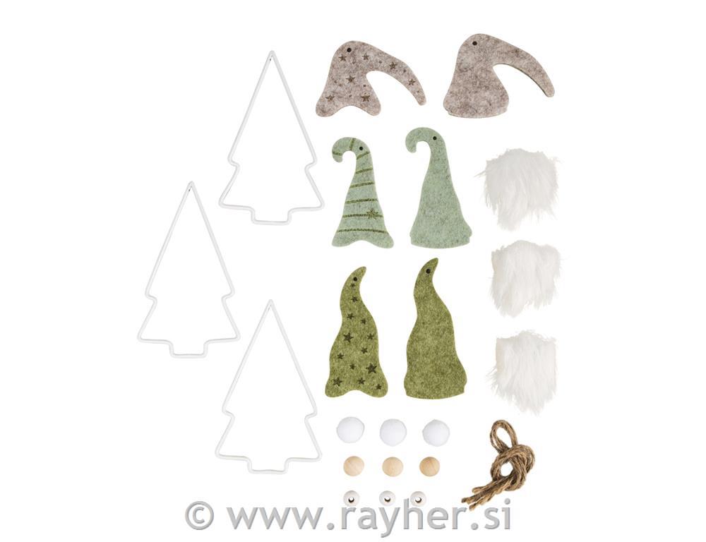 Palčki na kovin.smreki, obeski, set 3