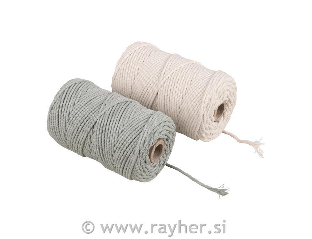 Vrvica makrame set 2x70 m, 2,2 m bela+evkaliptus zelena