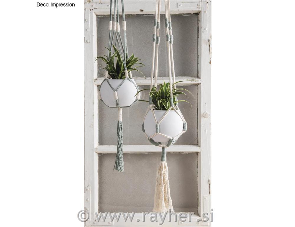 Vrvica makrame set 2x70 m, 2,2 m bela+evkaliptus zelena