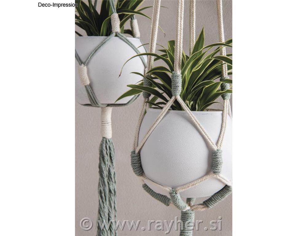 Vrvica makrame set 2x70 m, 2,2 m bela+evkaliptus zelena