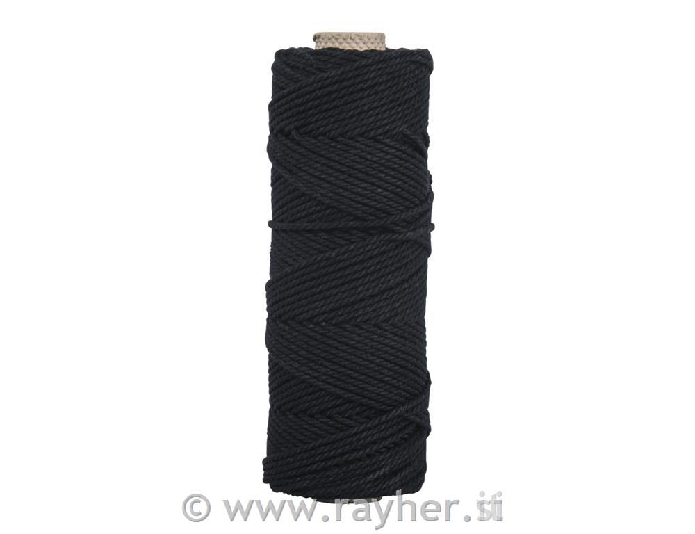 Yarn, 2mm o, black, ca. 180g, spool 70m