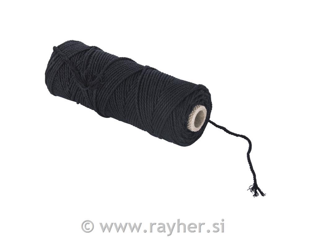 Yarn, 2mm o, black, ca. 180g, spool 70m