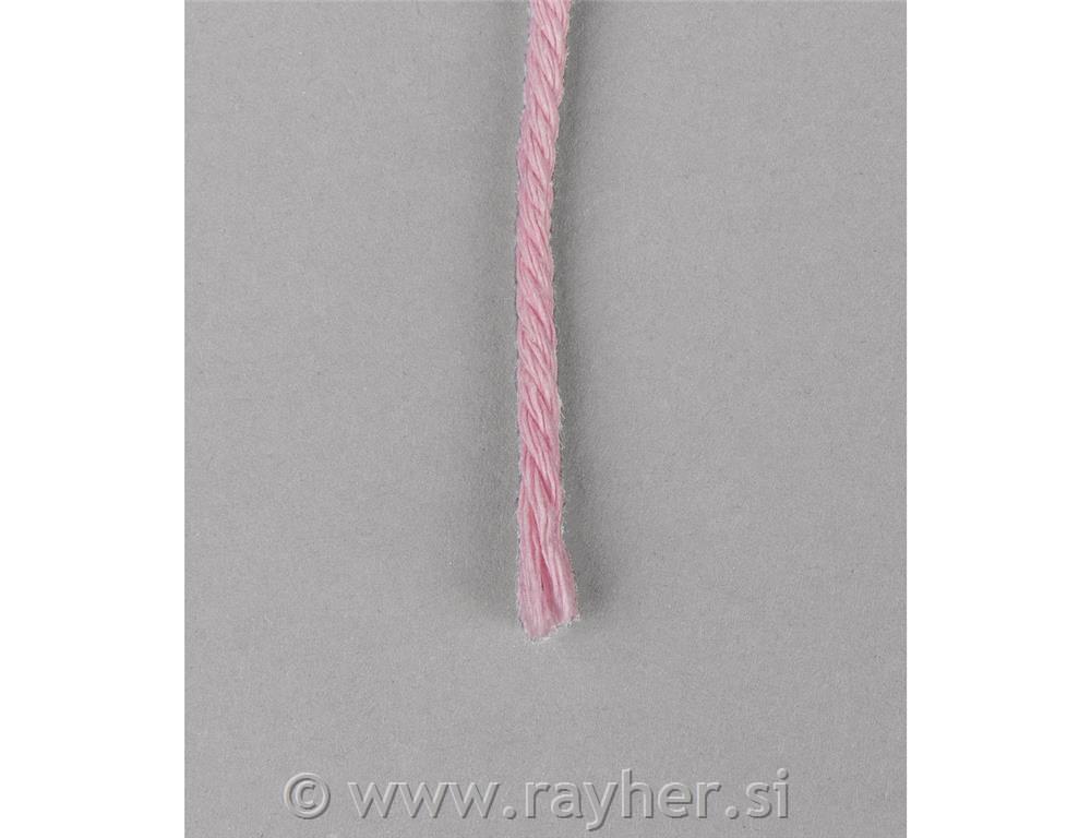Macrame yarn, pastel pink, 3 mm, 70 m