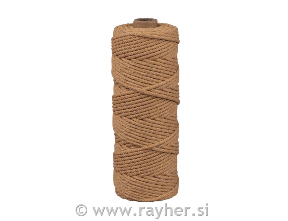 Vrvica makrame, lešnikovo rjava, 3 mm, 70 m