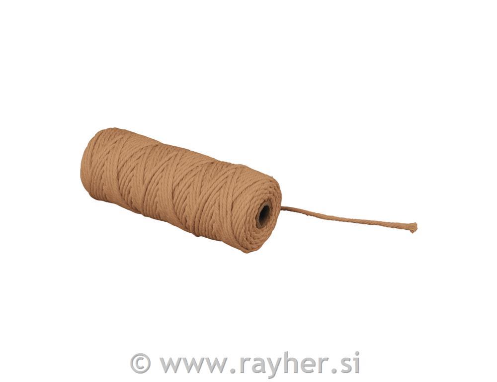 Vrvica makrame, lešnikovo rjava, 3 mm, 70 m