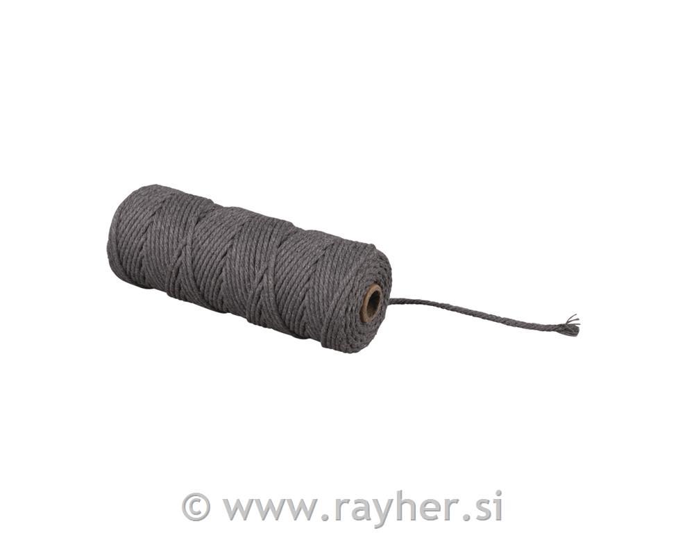 Macrame yarn, grey, 3 mm, 70 m