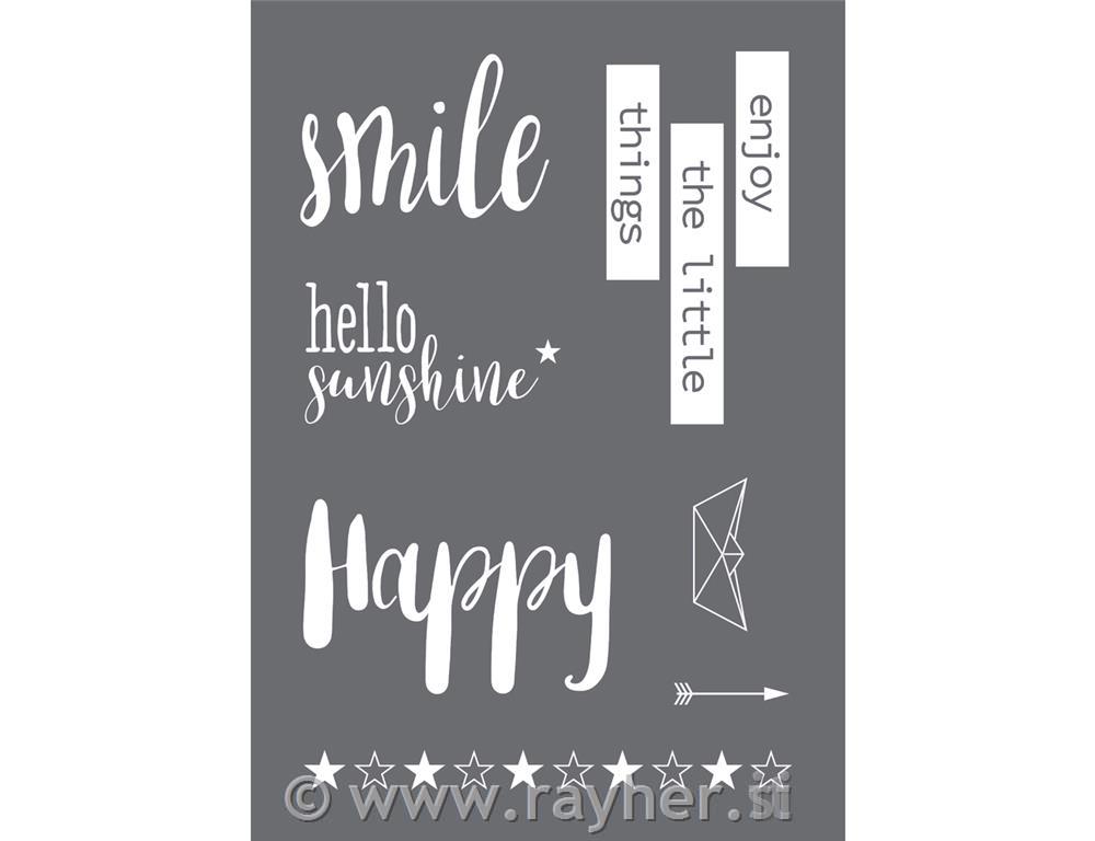 Stencil Smile A4, 1 stencil + 1 squeegee, tab-bag