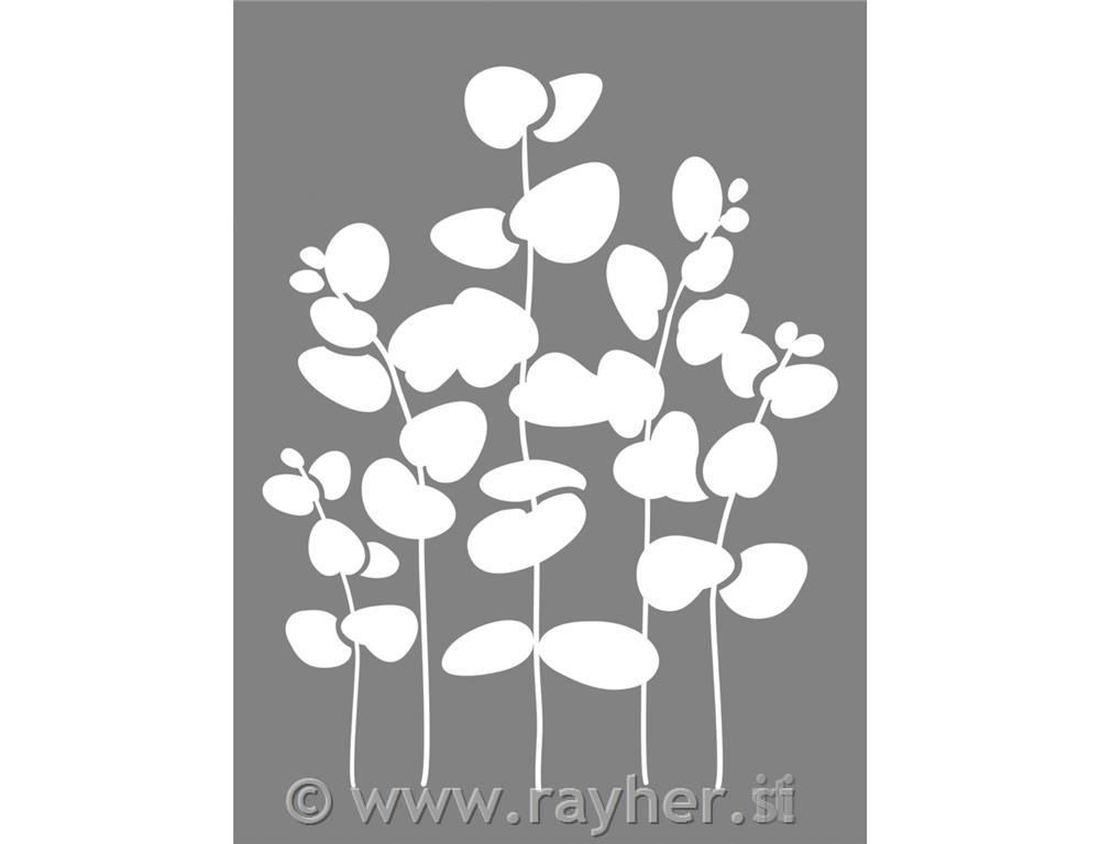 Šablona Evkaliptus, A5 + lopatica za nanos barve