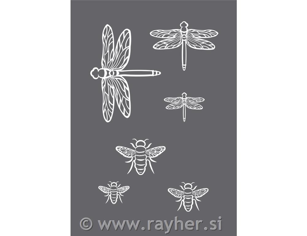 Screen-printing stencil Insects A51 stencil + 1 squeegee scraper, tab-bag